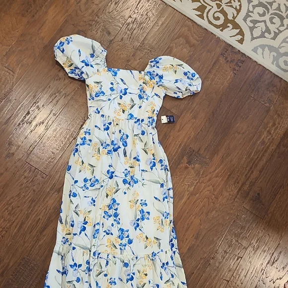 Express Blue and Yellow Floral Midi Dress - Picture 2 of 9